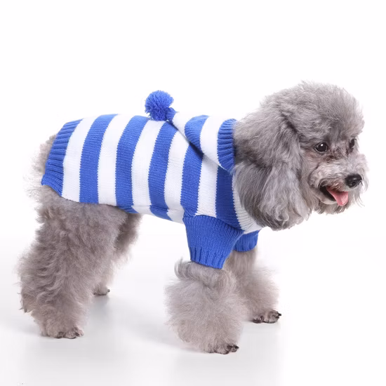 El animal doméstico rayado de la Navidad del día festivo del suéter del perro viste cómodo suave